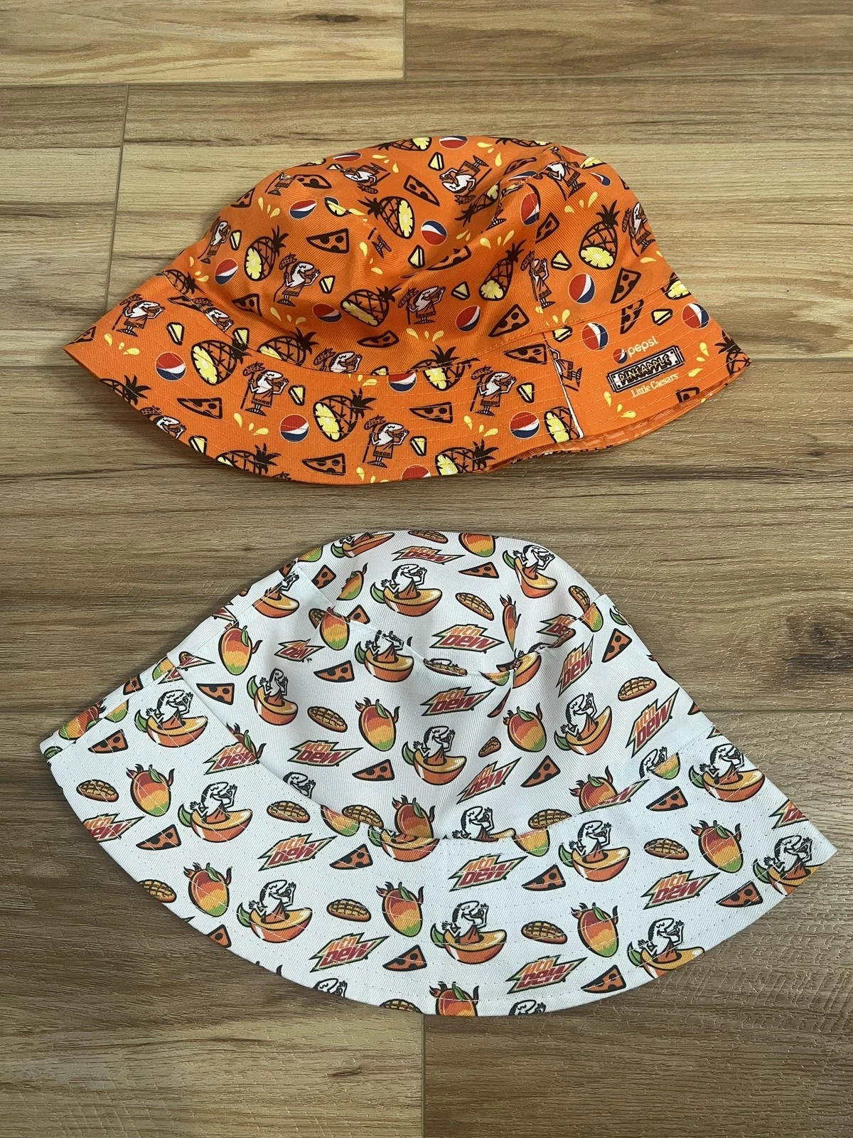 Little Caesars Pepsi Mountain Dew Hat Bucket Fitted One Size 2 Pack Promo Mens