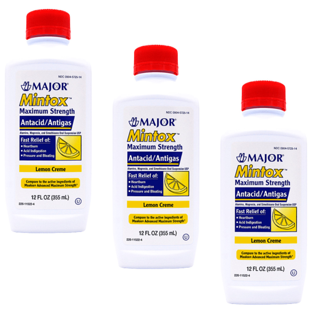 Major Mintox Liquid Antacid Lemon Creme - 12 fl oz - | Maalox (3 Pack) - 5-2027