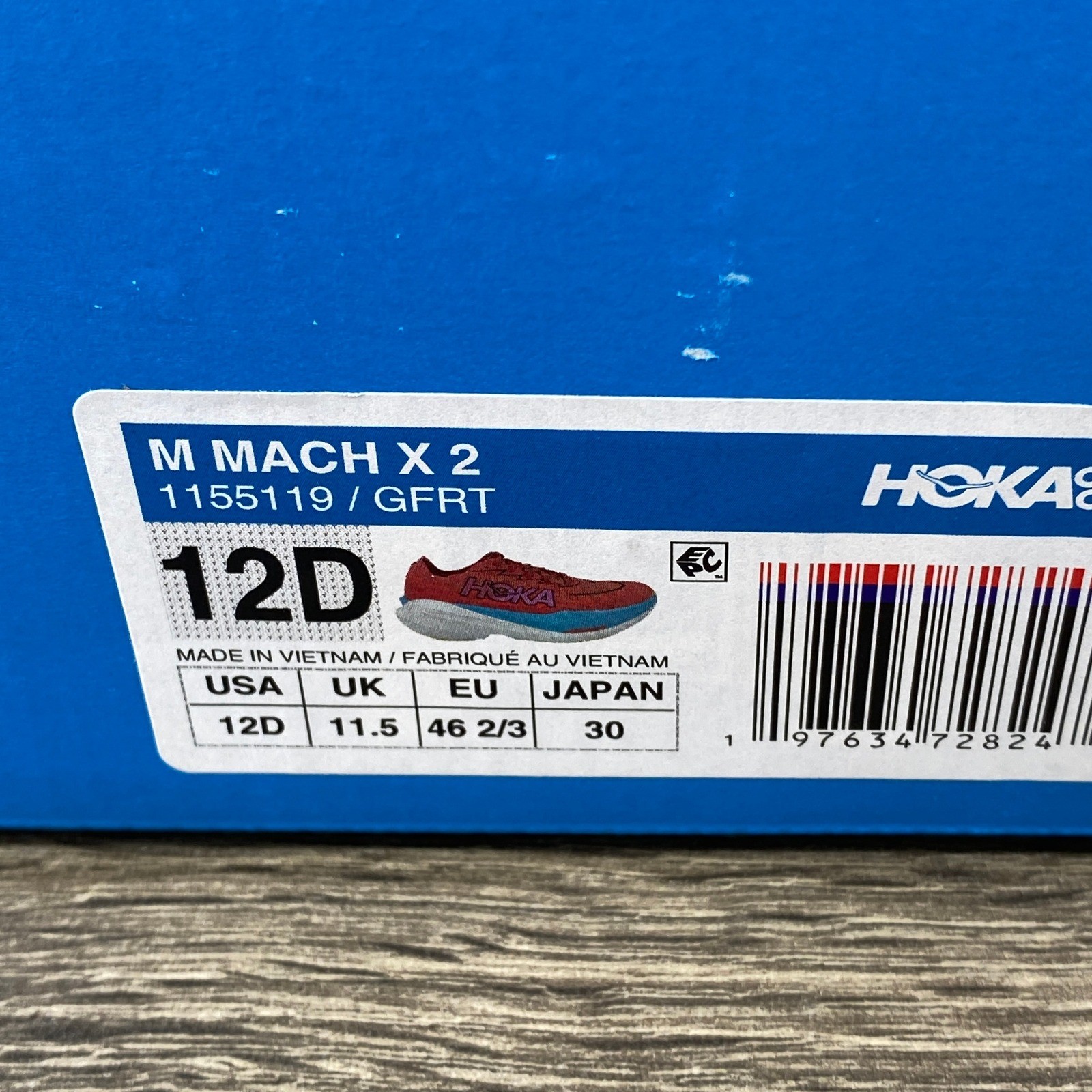 Hoka Mach X 2 Men's Running Shoes Size 12 D Coral Blue Yellow