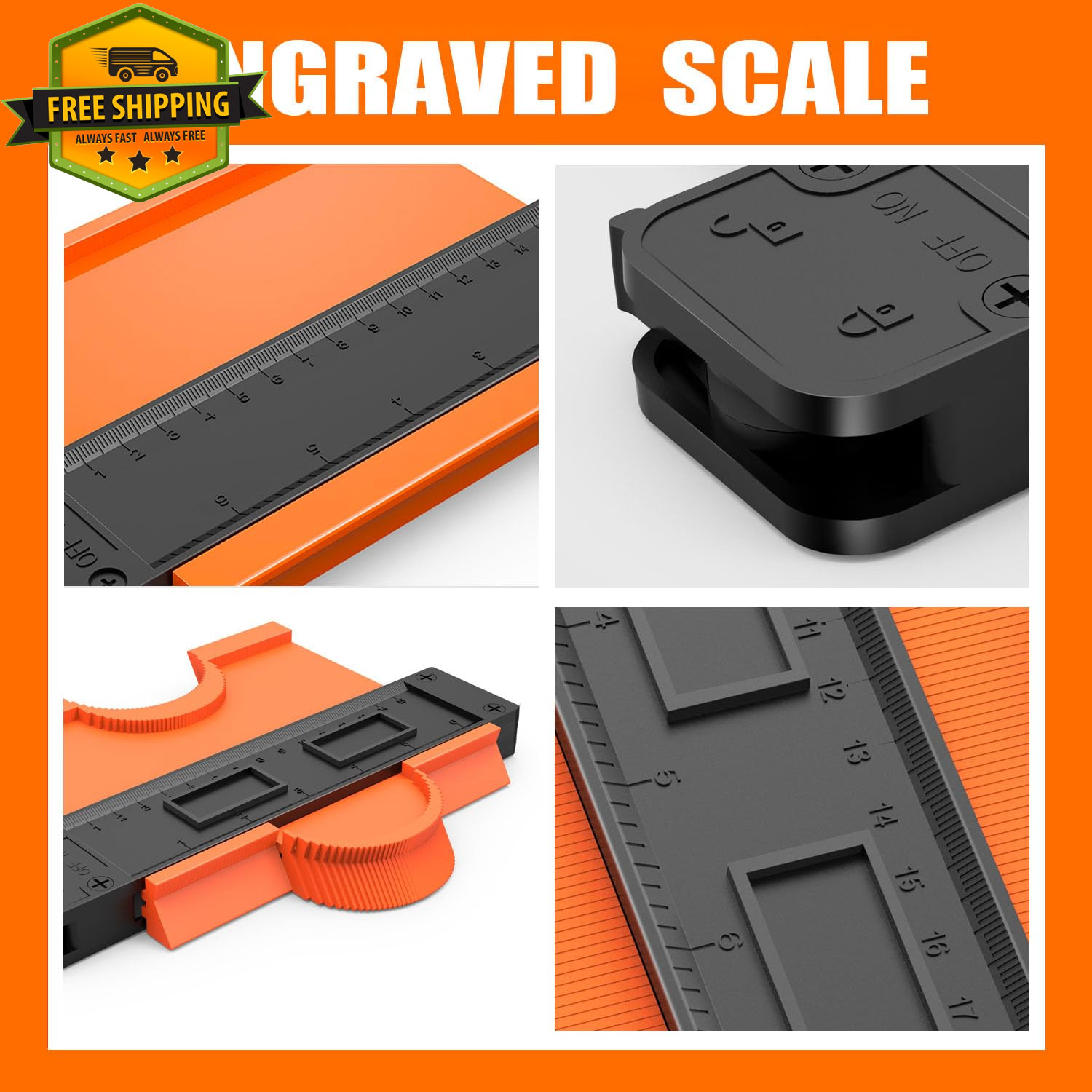2 Pack Contour Gauge Tool 10in 6in Profile Duplicator w/Lock Engraved Scale