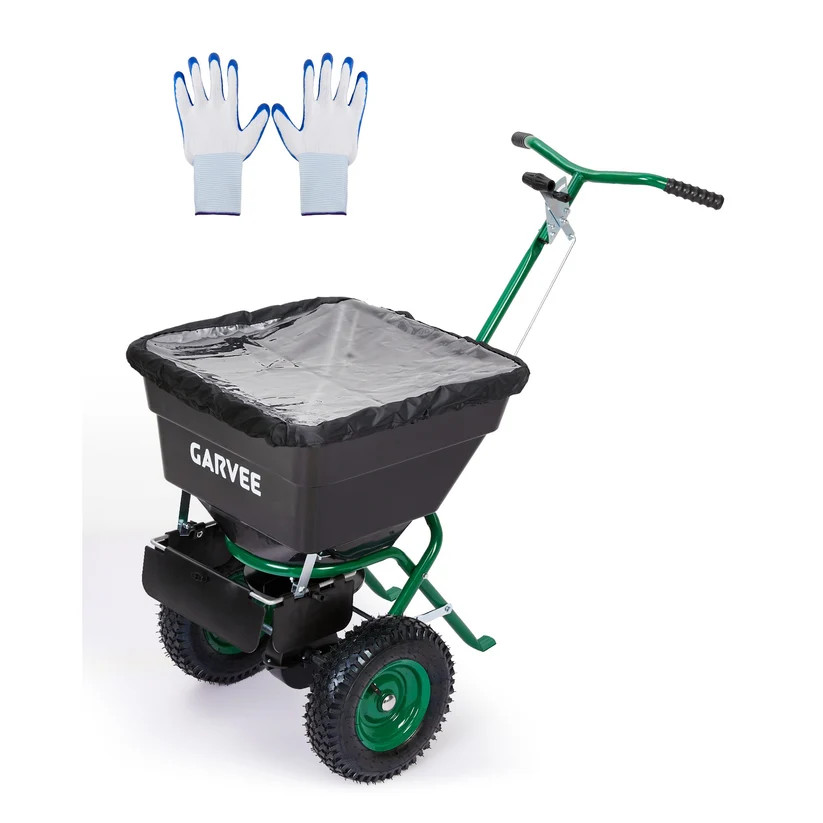 100 lb Push Broadcast Spreader with 12' Spread Width, Adjustable Drop Rate