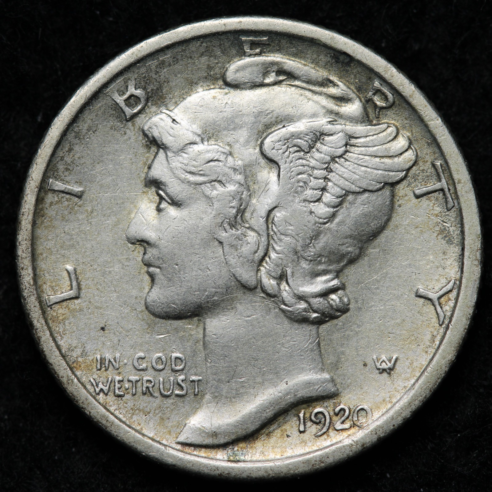 1920-S Mercury Silver Dime AU E239 RIHK