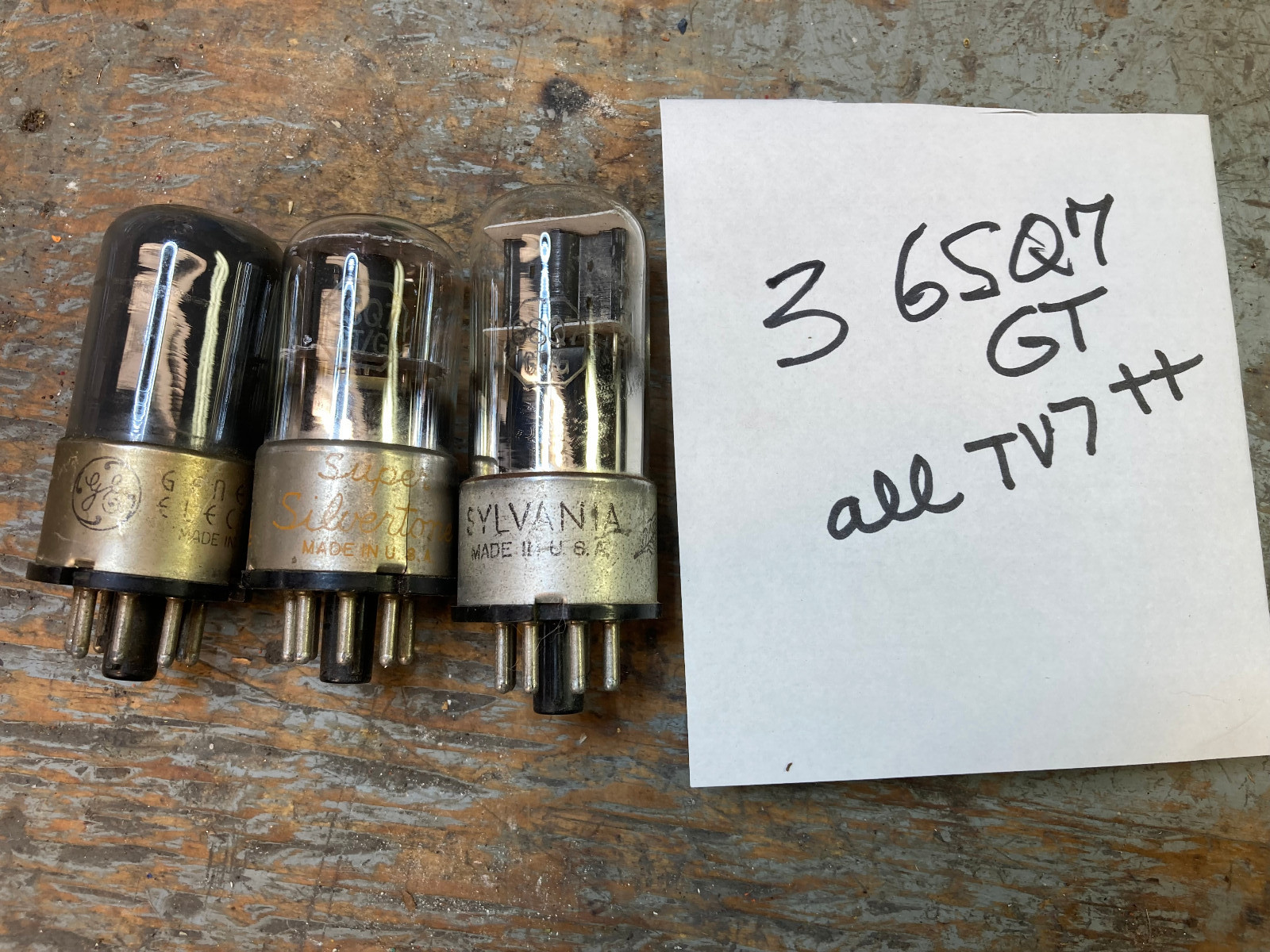 3 used 6SQ7 GT/G  radio vacuum tubes TV7=Ex