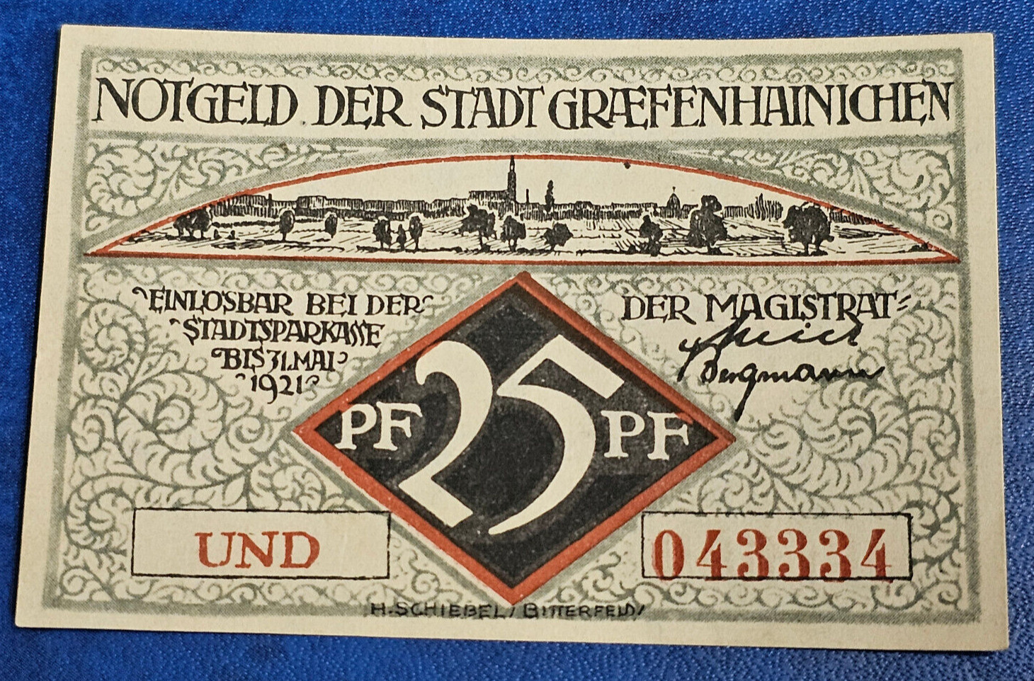GRAEFENHAINICHEN STADT NOTGELD 25 PFENNIG 1921 EMERGENCY MONEY GERMANY [35326]