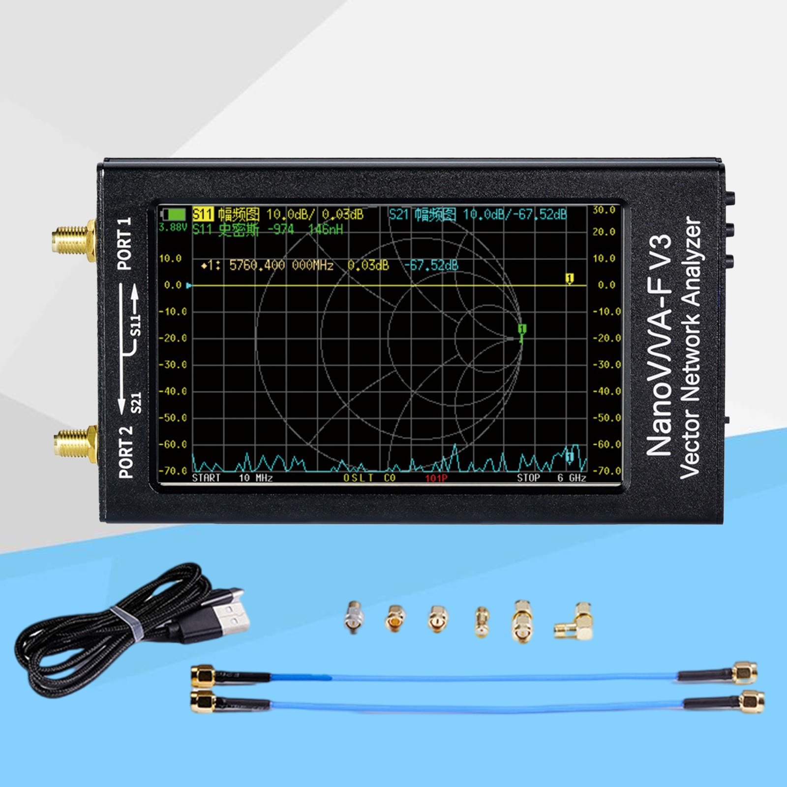 VNA-F V3 1MHz-6GHz Vector Network Analyzer VNA Kit For MF/HF/VHF/UHF/SHF Anten5Z