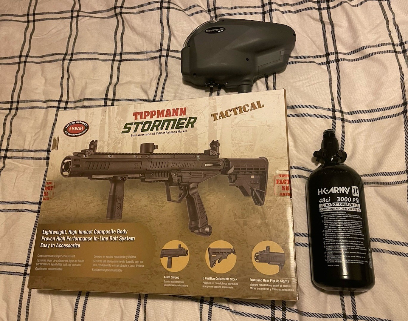 NEW Tippmann Stormer Tactical Paintball Gun with halo too hopper and air tank