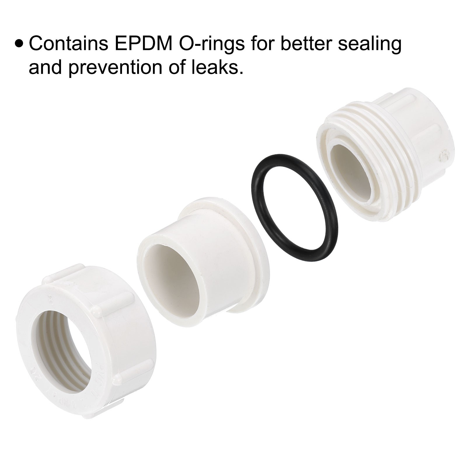 2.5" Union PVC Coupling Pipe Fitting Adapter, White