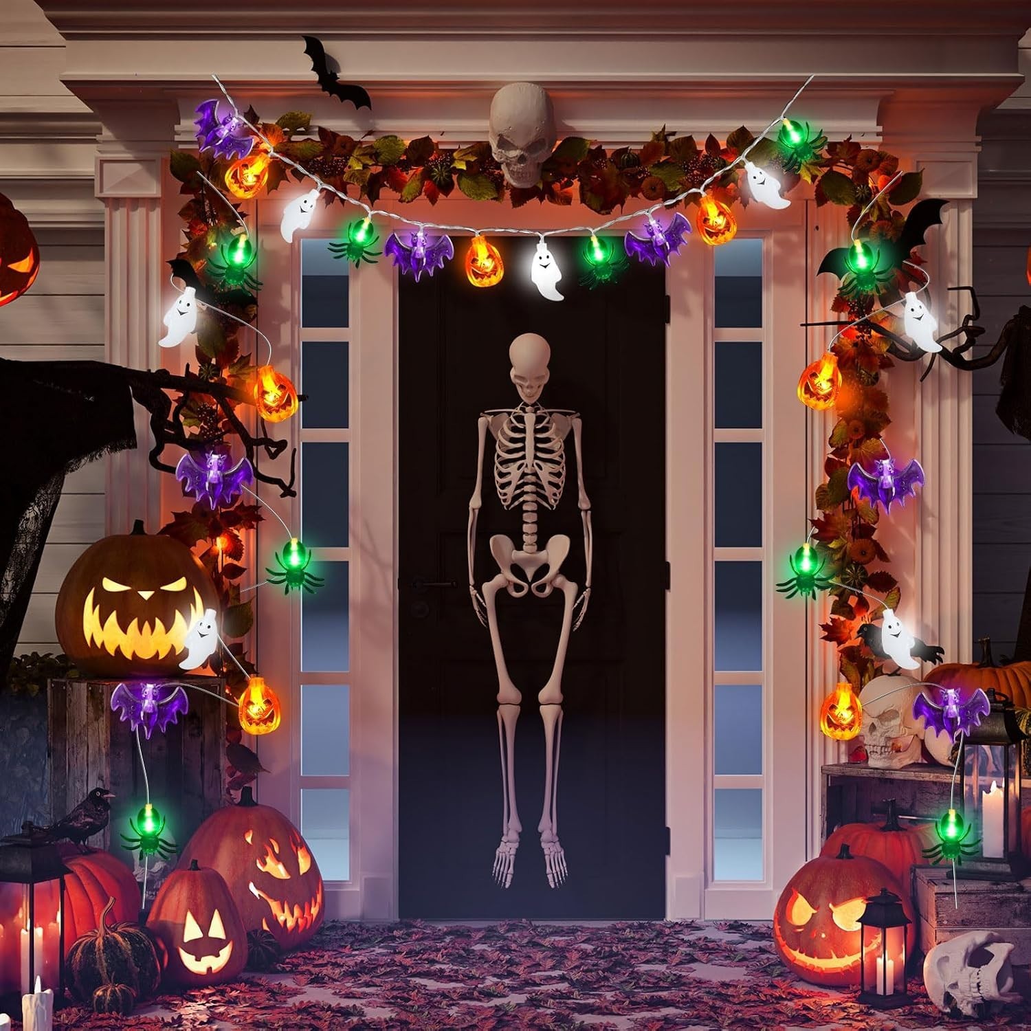 Battery-Operated 20FT Waterproof Halloween Twinkle Lights - Pumpkins & Ghosts