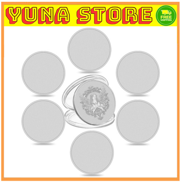 6PCS Blank Challenge Coins for Laser Engraving, 40mm Blank Metal Coins with Acry