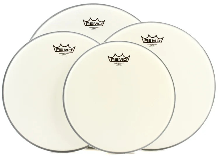Remo Ambassador 4-pc Tom Pack - 12"/13"/14"/16" - Coated