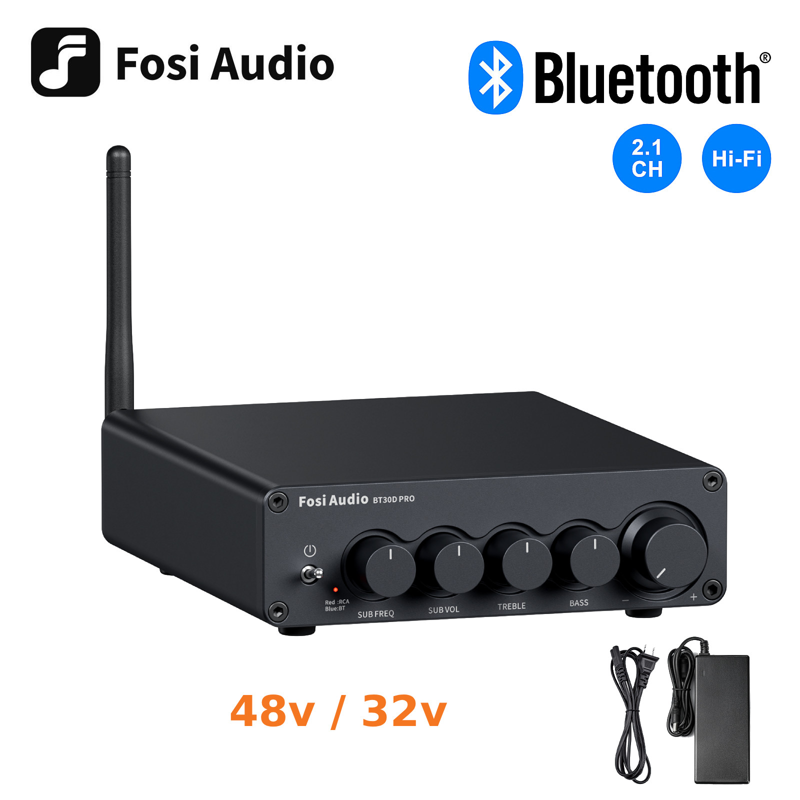 Fosi Audio BT30D PRO 2.1 Channel Bluetooth Class D Amplifier TPA3255 Subwoofer