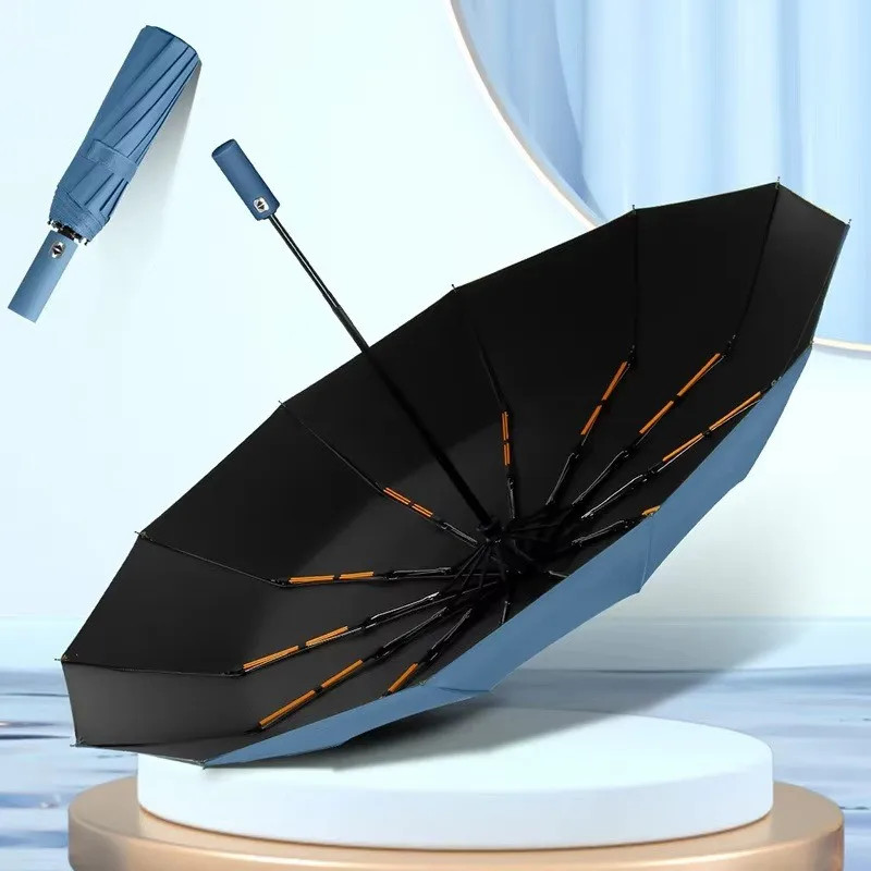 Large Double Keel Solid Color Automatic Umbrella Light Collapsible Format Outdoo