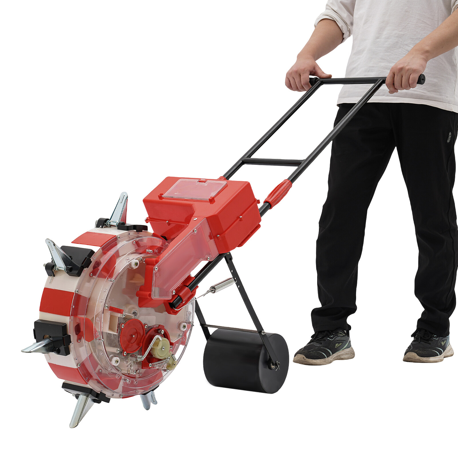 Manual Hand-Push Garden Seeder with Adjustable Depth and Large Capacity