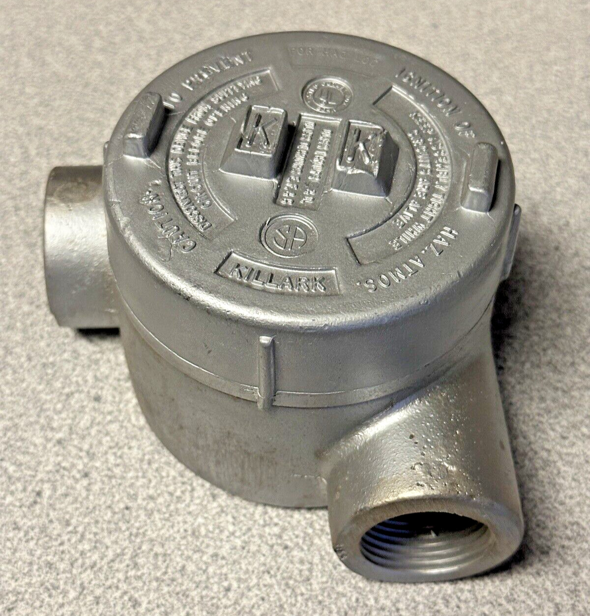 NEW KILLARK GECNT-3 / GUAN36-SA STYLE L ALUMINUM CONDUIT OUTLET BOX (2) 1" HUBS