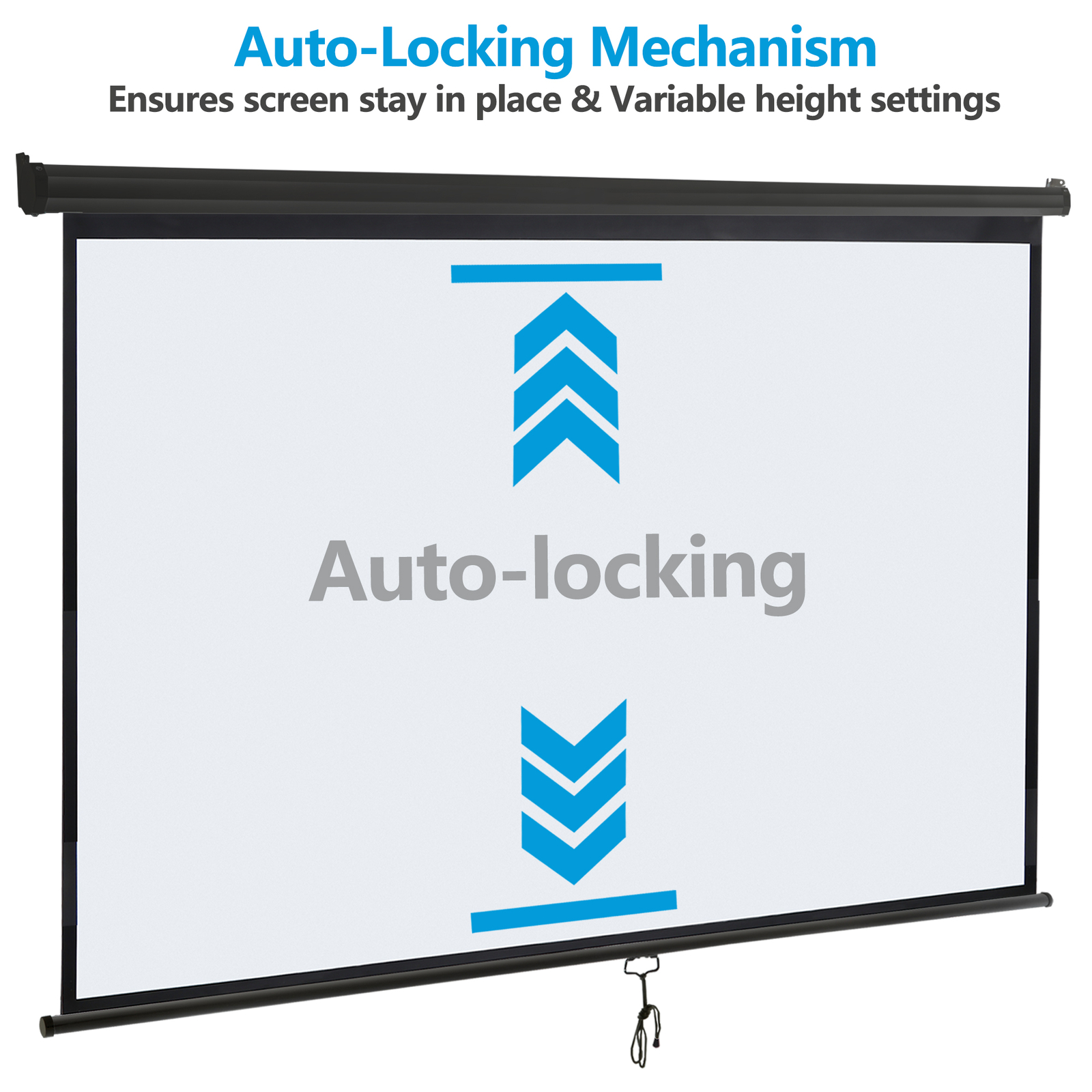Portable Pull Down 100" 16:9 Hd Projection Screen Home Office Indoor Outdoor Use