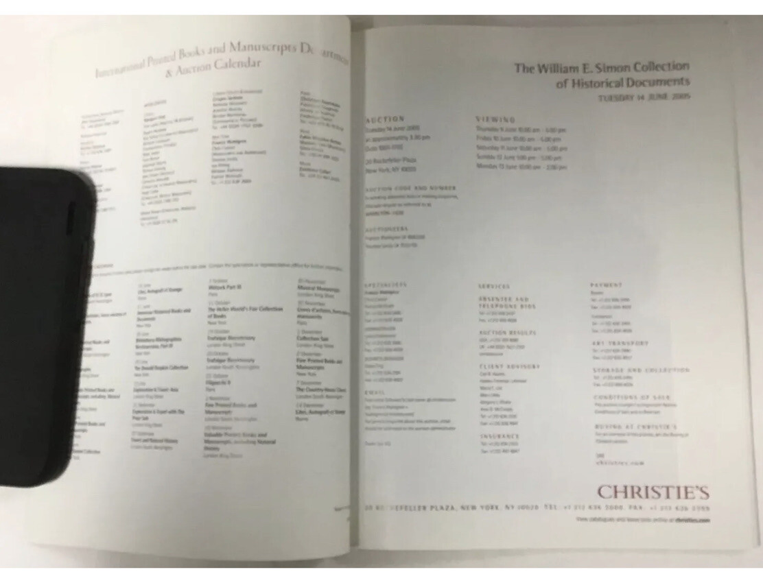 Christies The William E Simone Collection Of Historical Documents Catalog 6/2005