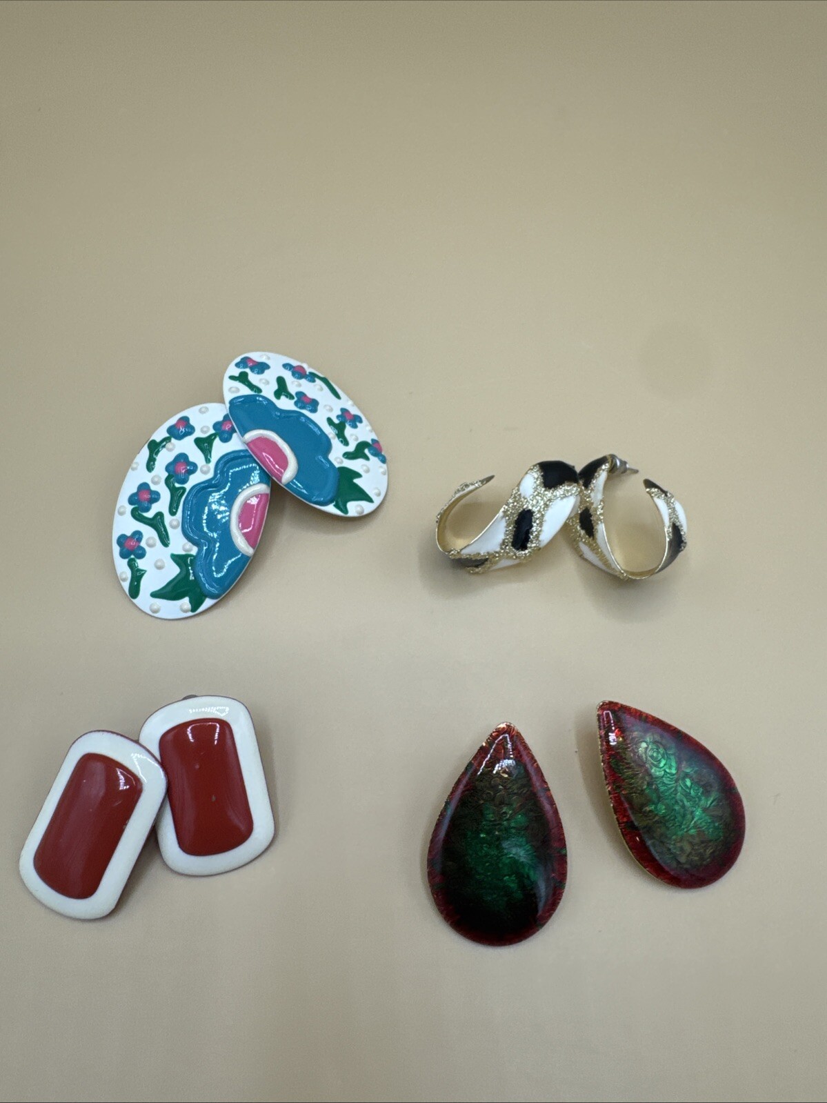 Vintage Earring Lot Of Four - Pierced - Metal - Statement