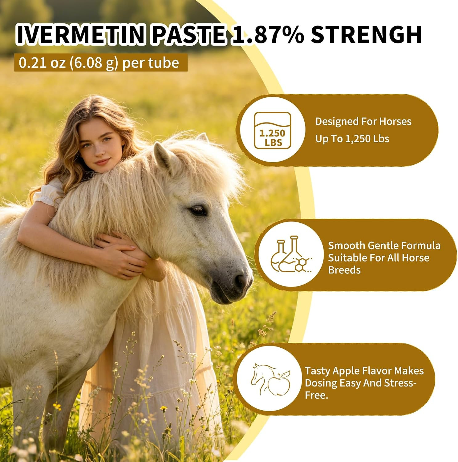 Paste 1.87% | Apple Flavored – 6.08g Tube for Horses, 6-Pack