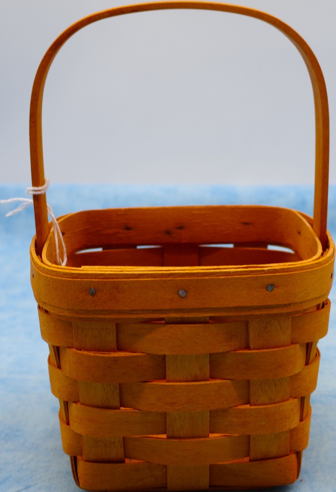 Longaberger 1999 Small Square Basket Swing Handle Handwoven USA 5.25