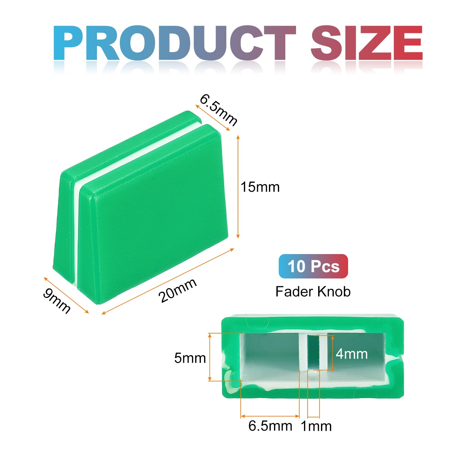 Universal Fader Knobs Green White Mixer Fader Caps Plastic for DJ Console, 10Pcs