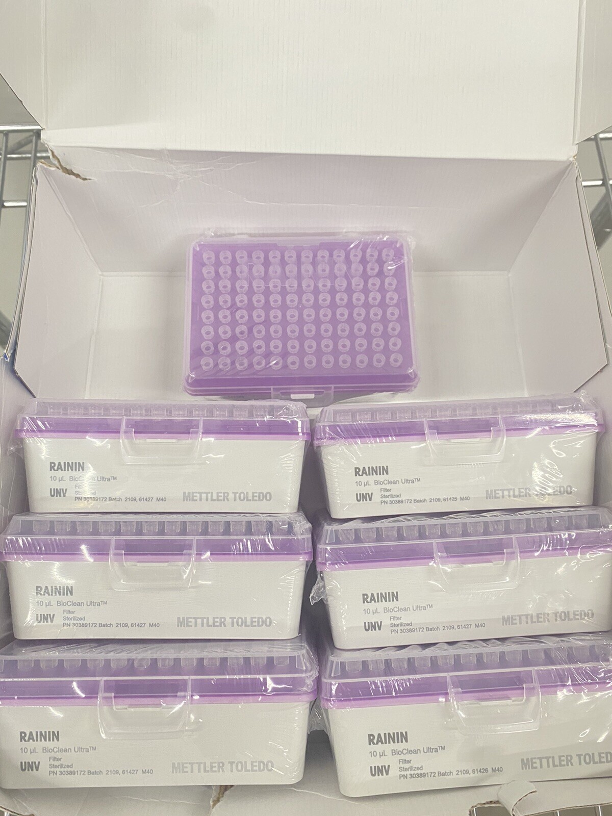 7 new Mettler Toledo 30389172 RT UVN Rainin 10uL Precision Pipette Tips, 672 Pcs