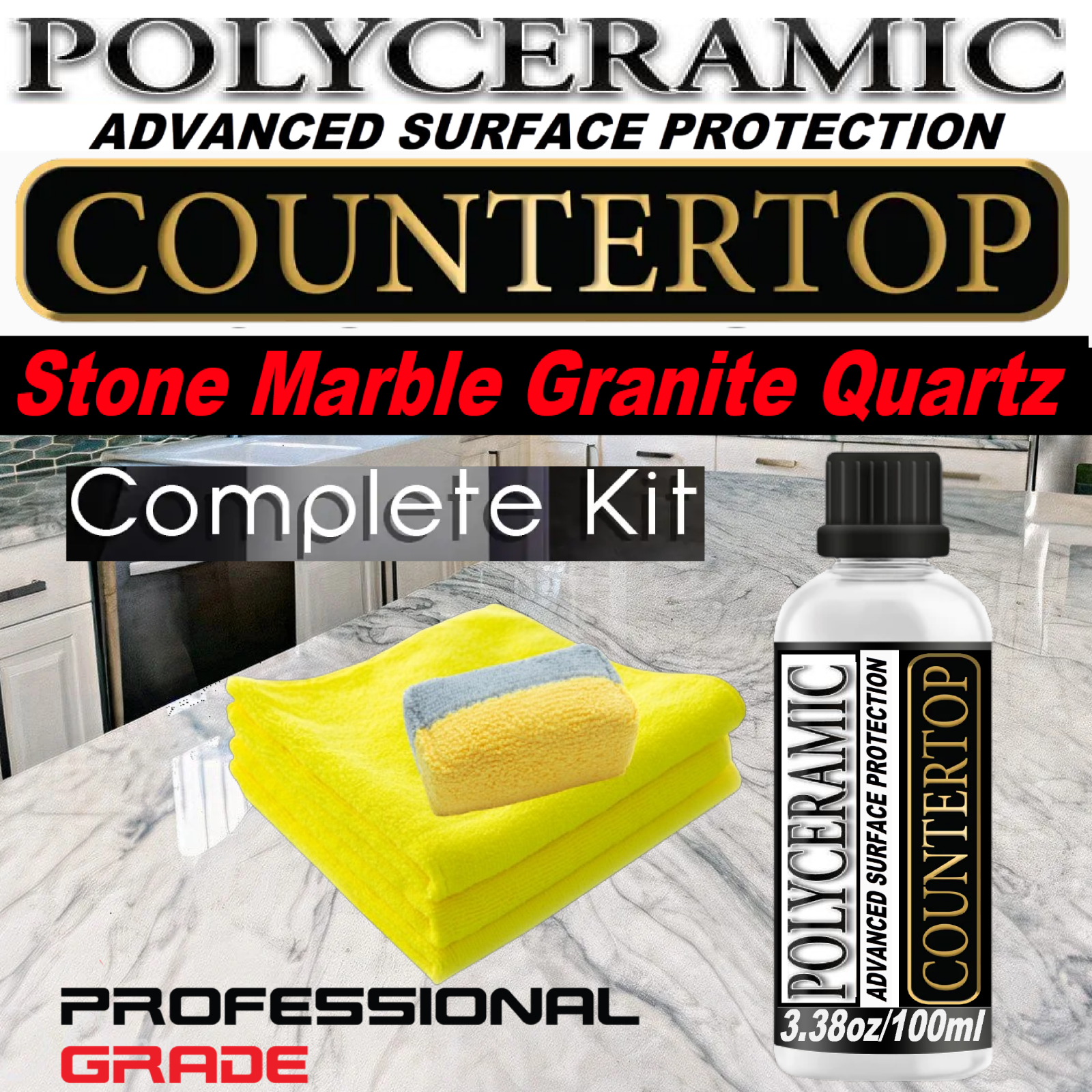 POLYCERAMIC COUNTERTOP PROTECTION CLEAR COATING ETCH & STAIN RESISTANT