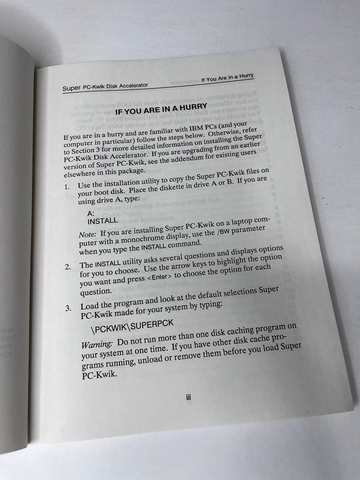 Super PC-KWIK Disc Accelerator Guide Book Version 4 IBM Dos 1988-1991