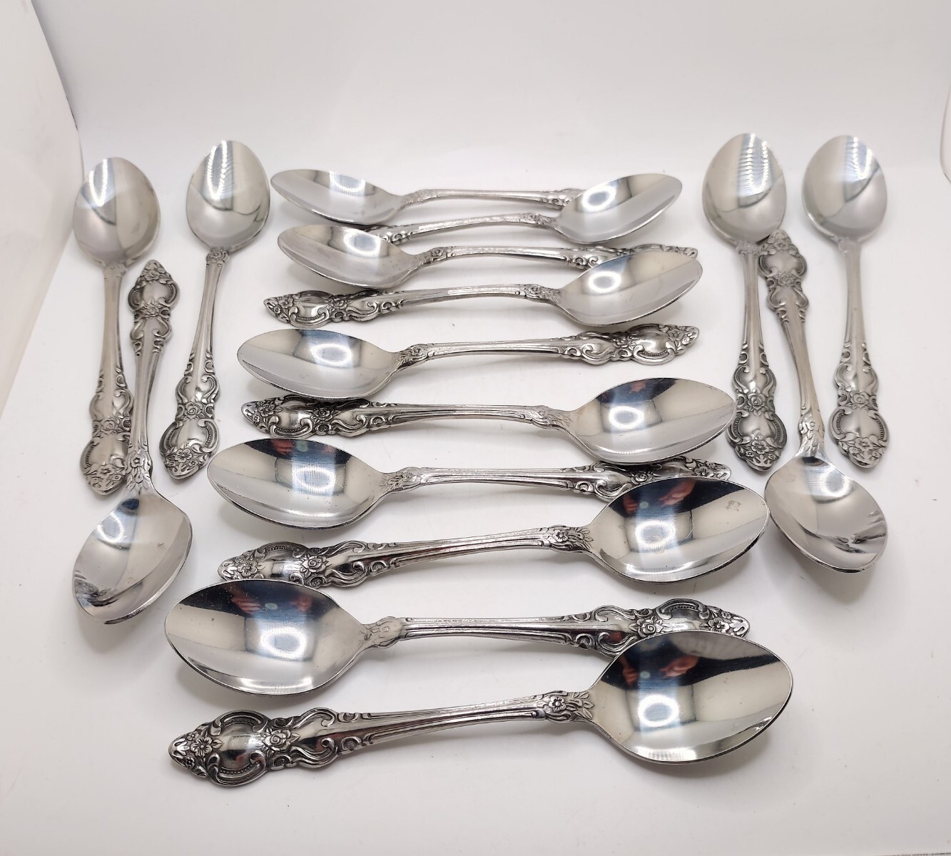 Vtg Stainless Steel Floral Scroll Edge Flatware Set Dillards Korea Retired 50pc