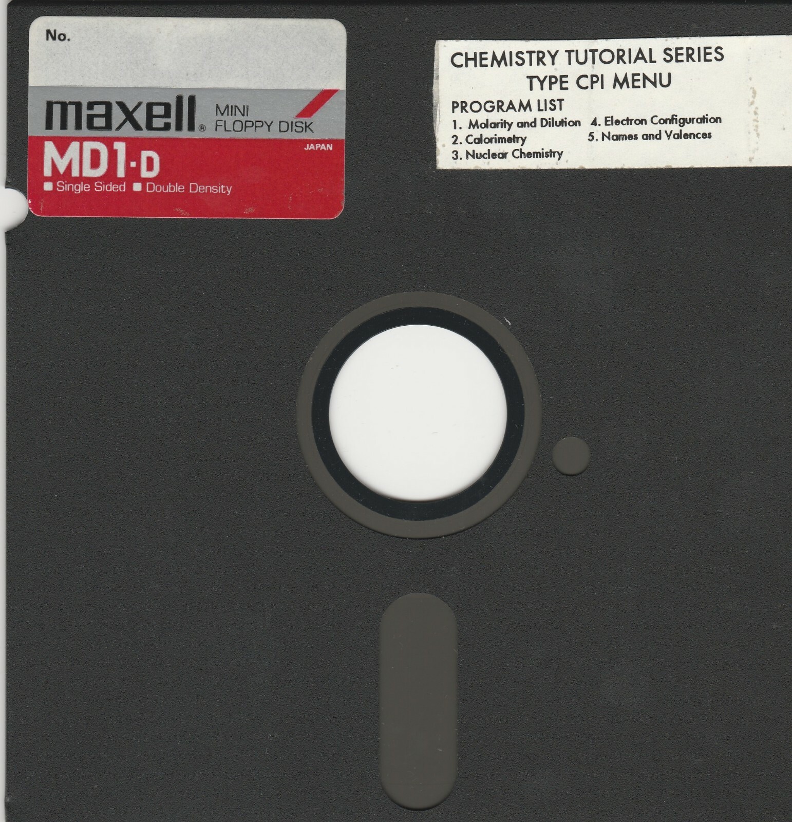 Chemistry Tutorial Series on 5.25" floppy disks Software