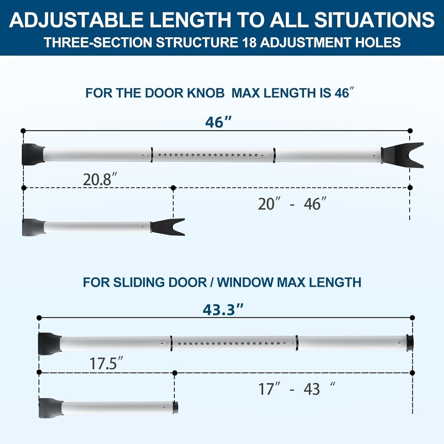 Heavy-Duty Door Lock Bar - 400 lbs Strength, 2 Pack Security Solution
