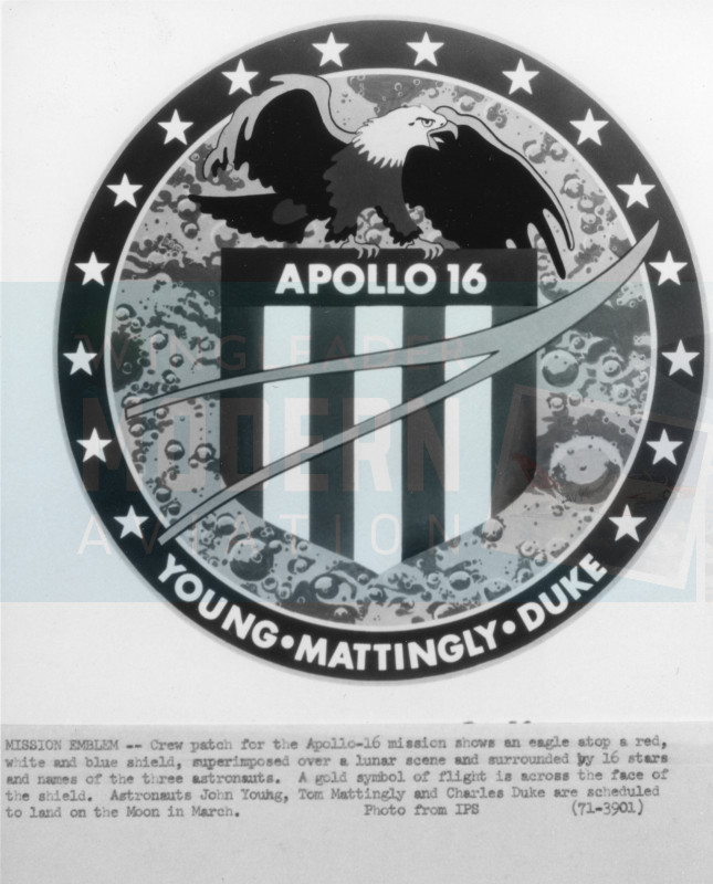 Apollo 16 Mission Emblem  - NASA  - Original Photo 15.03.72
