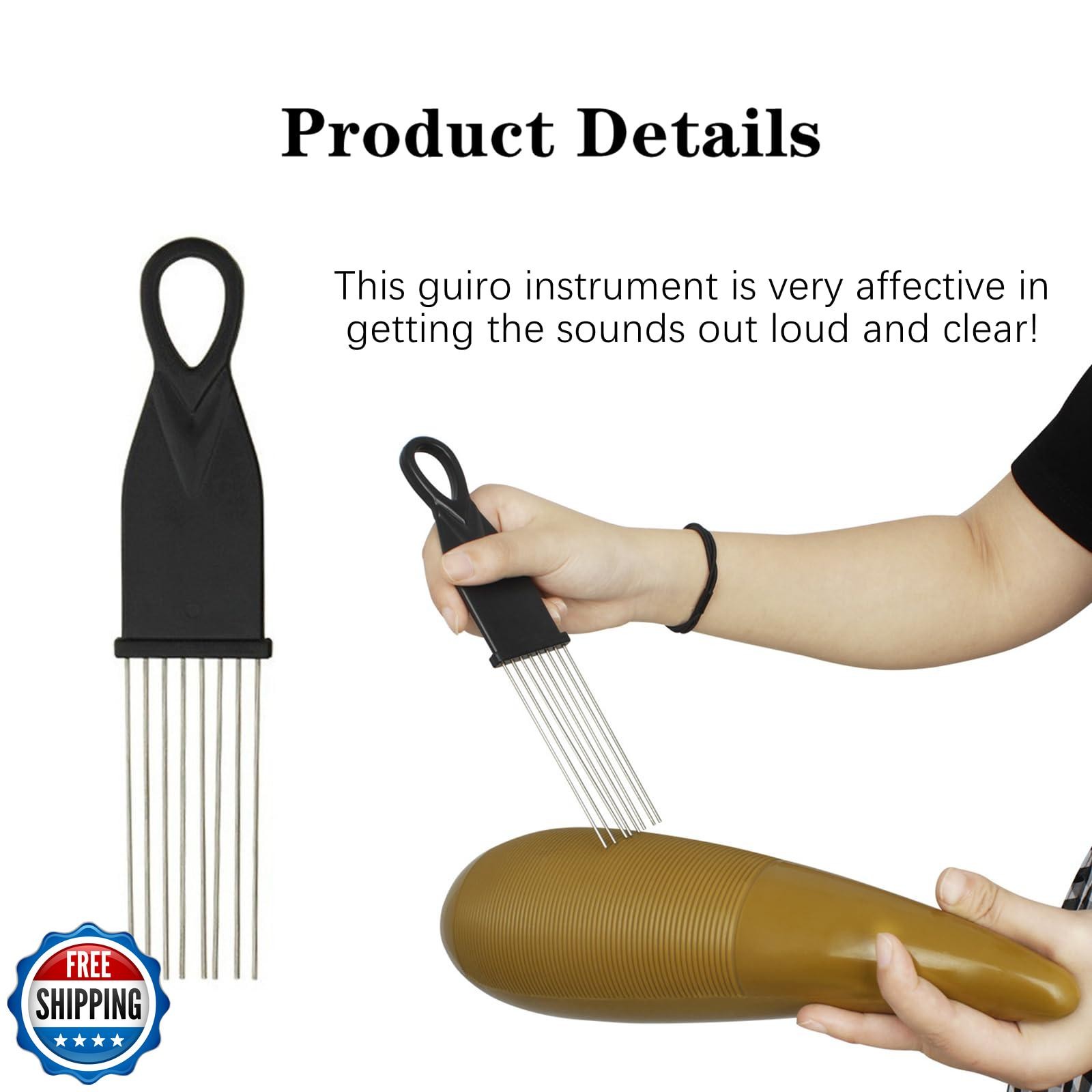1 PCS Guiro Scraper Comb Professional Latin Percussion Comb-Style Scraper Gui