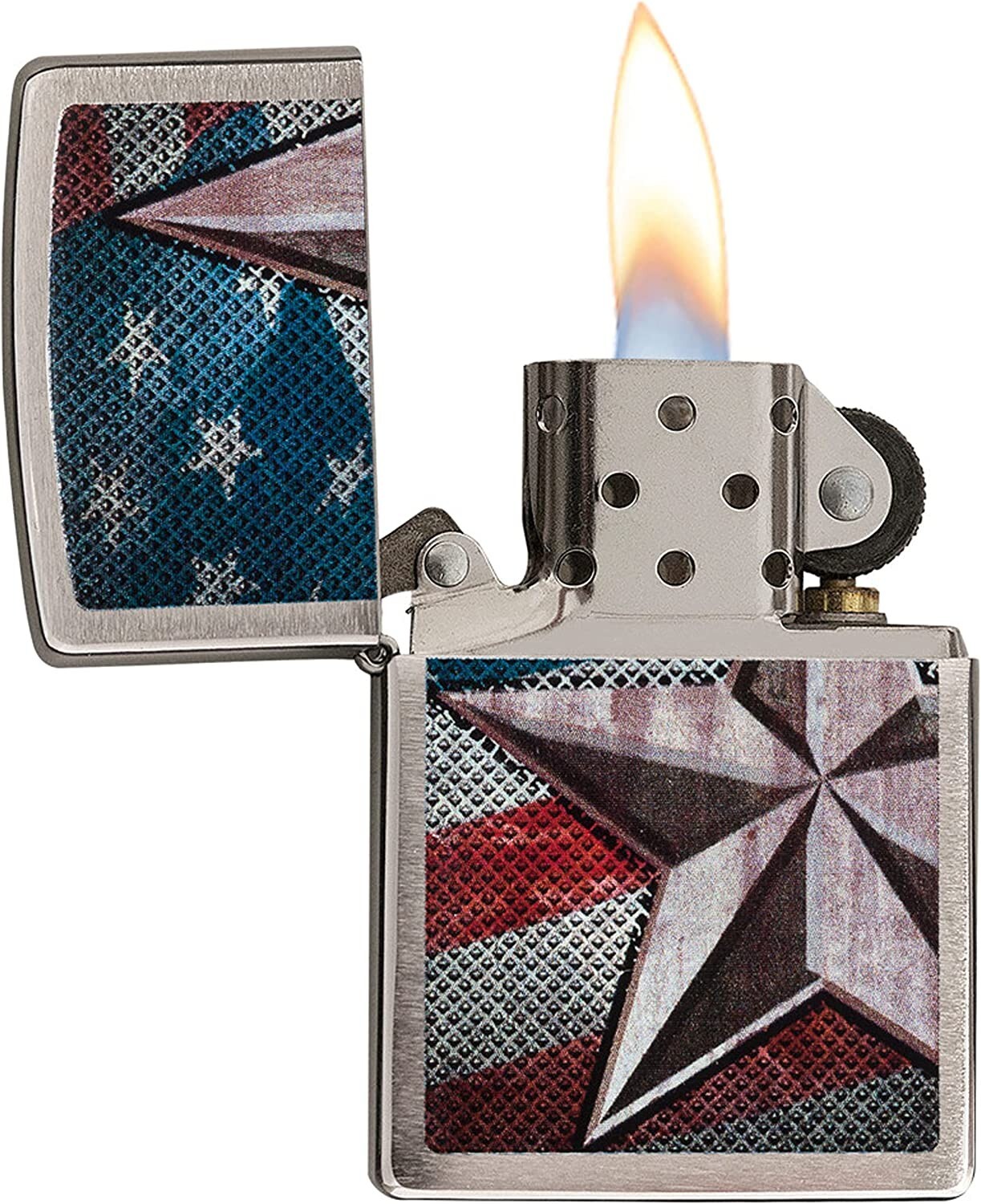 Zippo Retro Star and Flag Brushed Chrome 28653