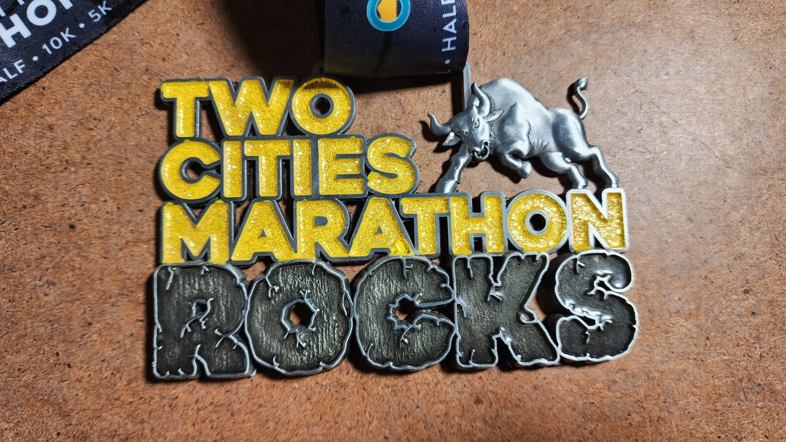 2021 Fresno Clovis Two Cities Marathon ROCKS Medal w/Ribbon - California