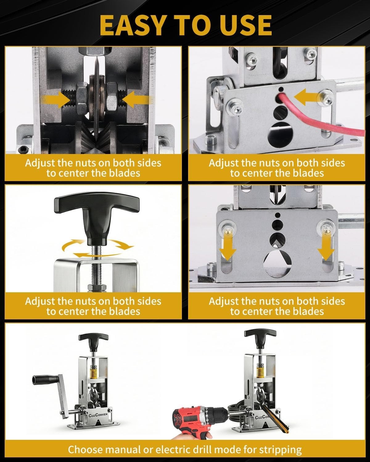 Wire Stripper Machine,0.03-1 Inch Wire Stripping Machine with Hand Crank,Port...