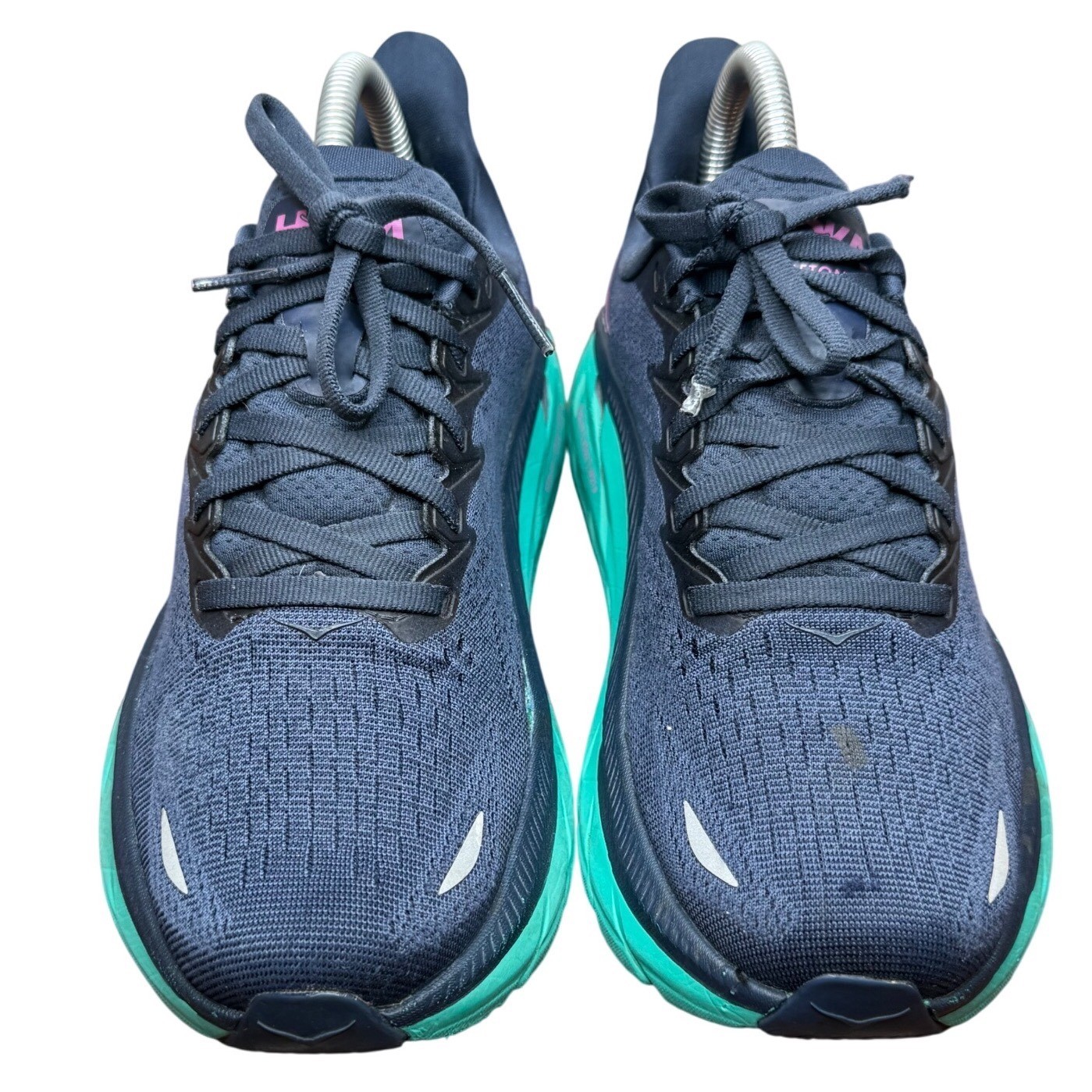 Hoka One One Clifton 8 Womens 7B Navy Blue Teal Pink Running Shoes 1119394 OSAT