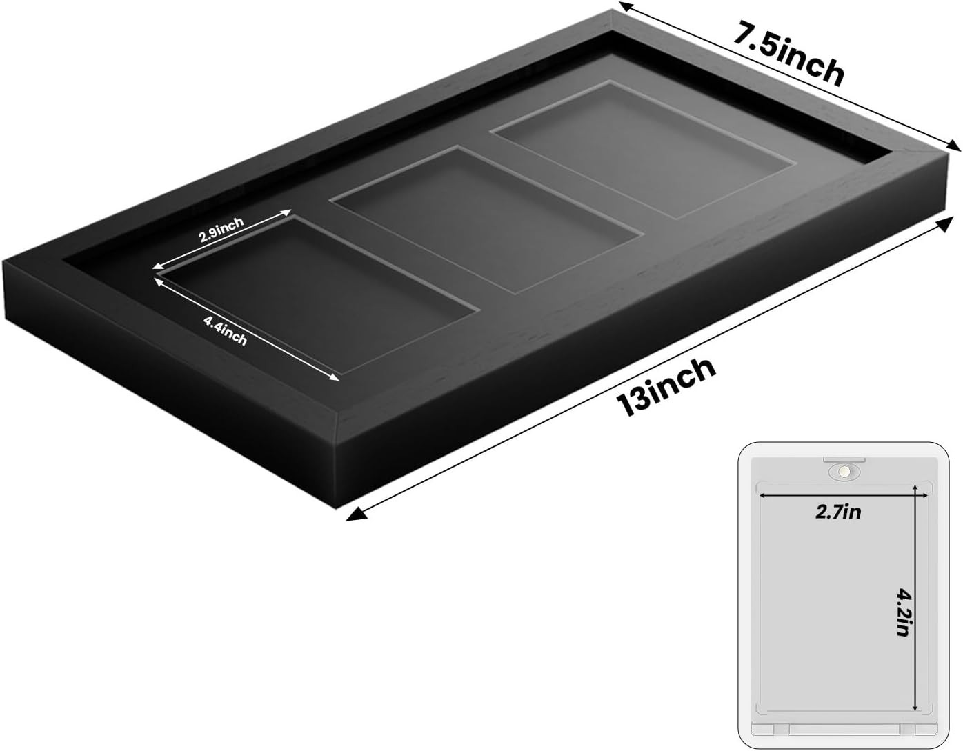 Sports Card Display Frame with Tempered Glass, Wall Mount or Tabletop Trading...