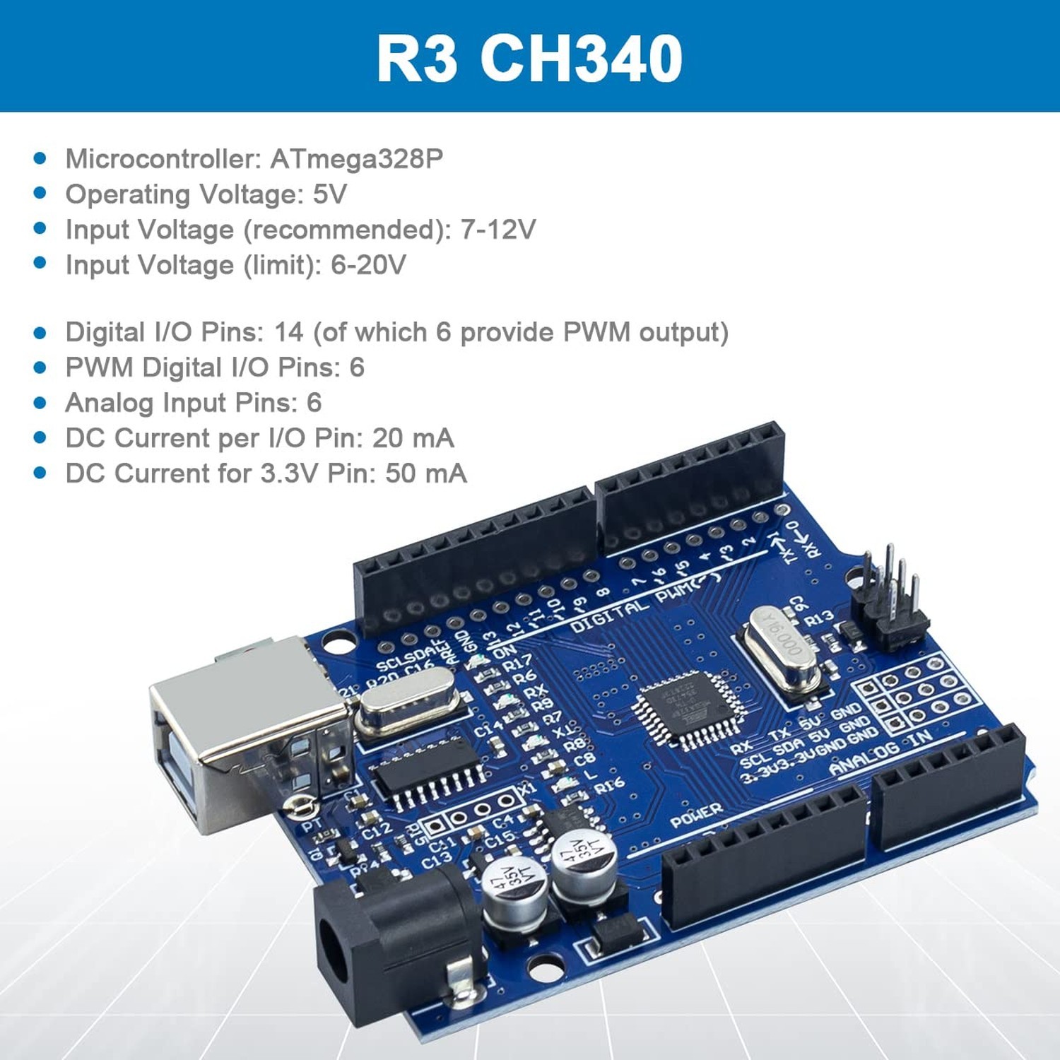 LAFVIN Basic Starter Kit with R3 CH340,Breadboard + Retail Box Compatible wit...