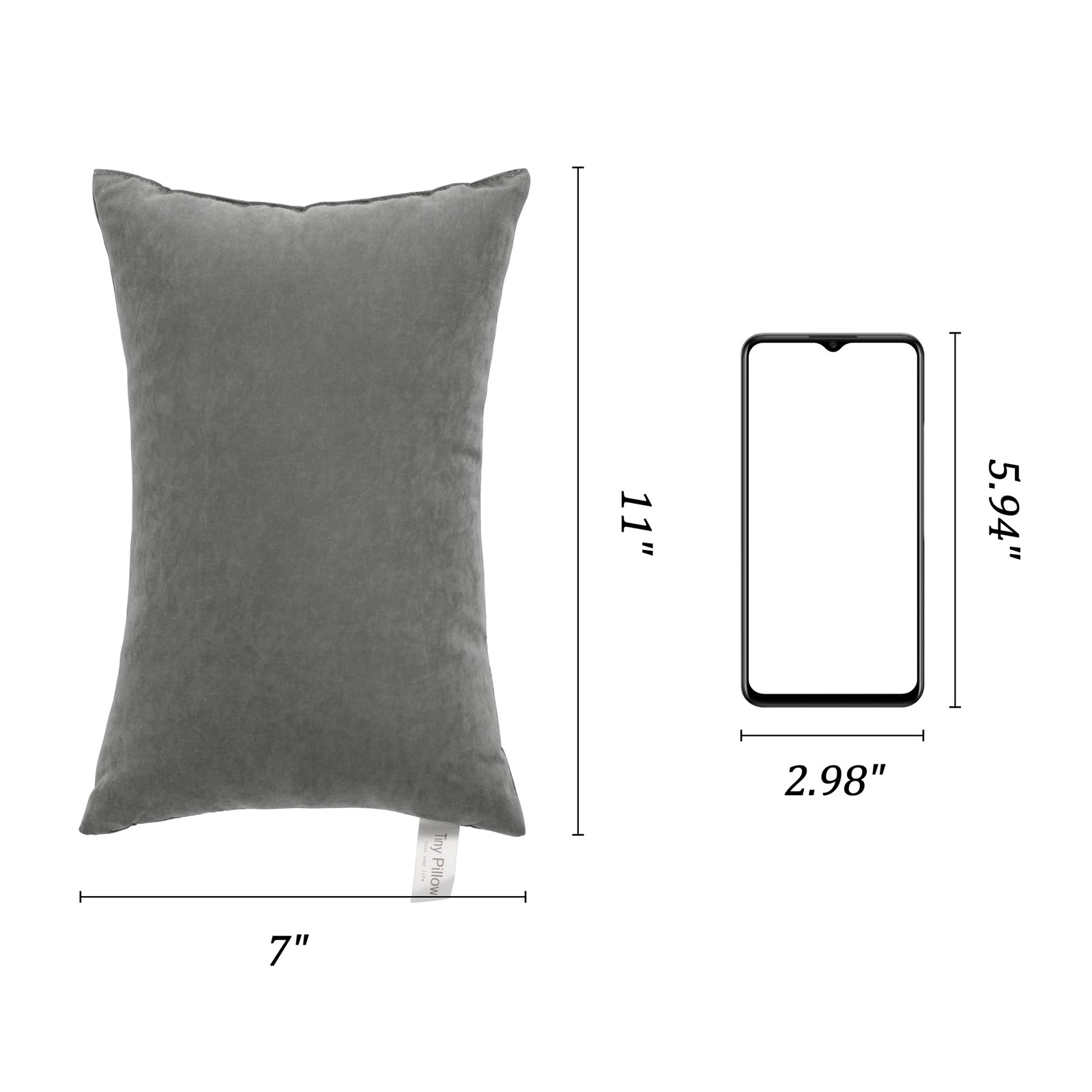 BEDSUM Mini Pillows 11x7 Microfiber: Travel Inserts, 2 Pack, Dark Grey