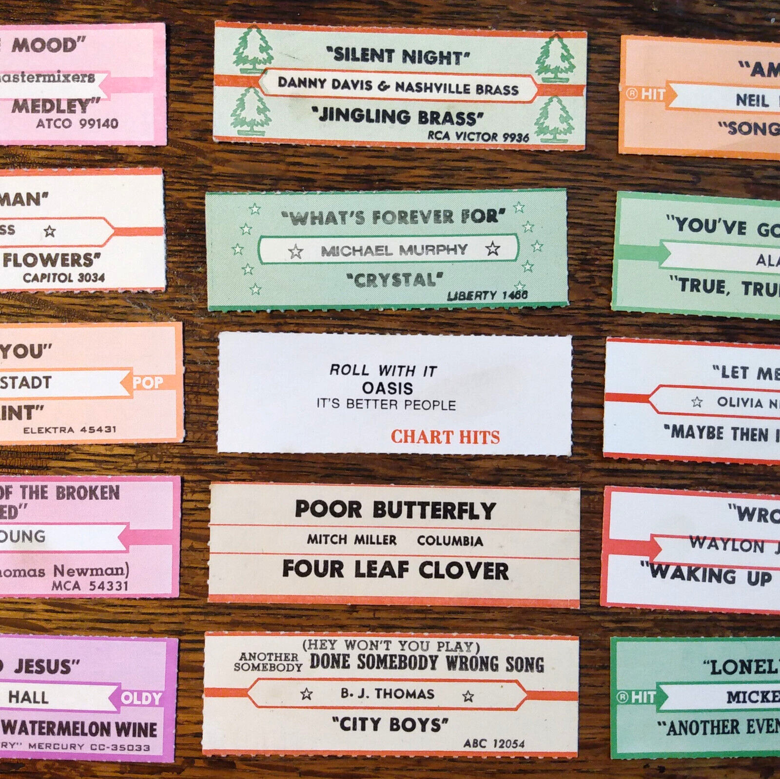 Jukebox Strip: OASIS Roll with It 1995 CHART HITS Creation SIngle CRE 212 Label