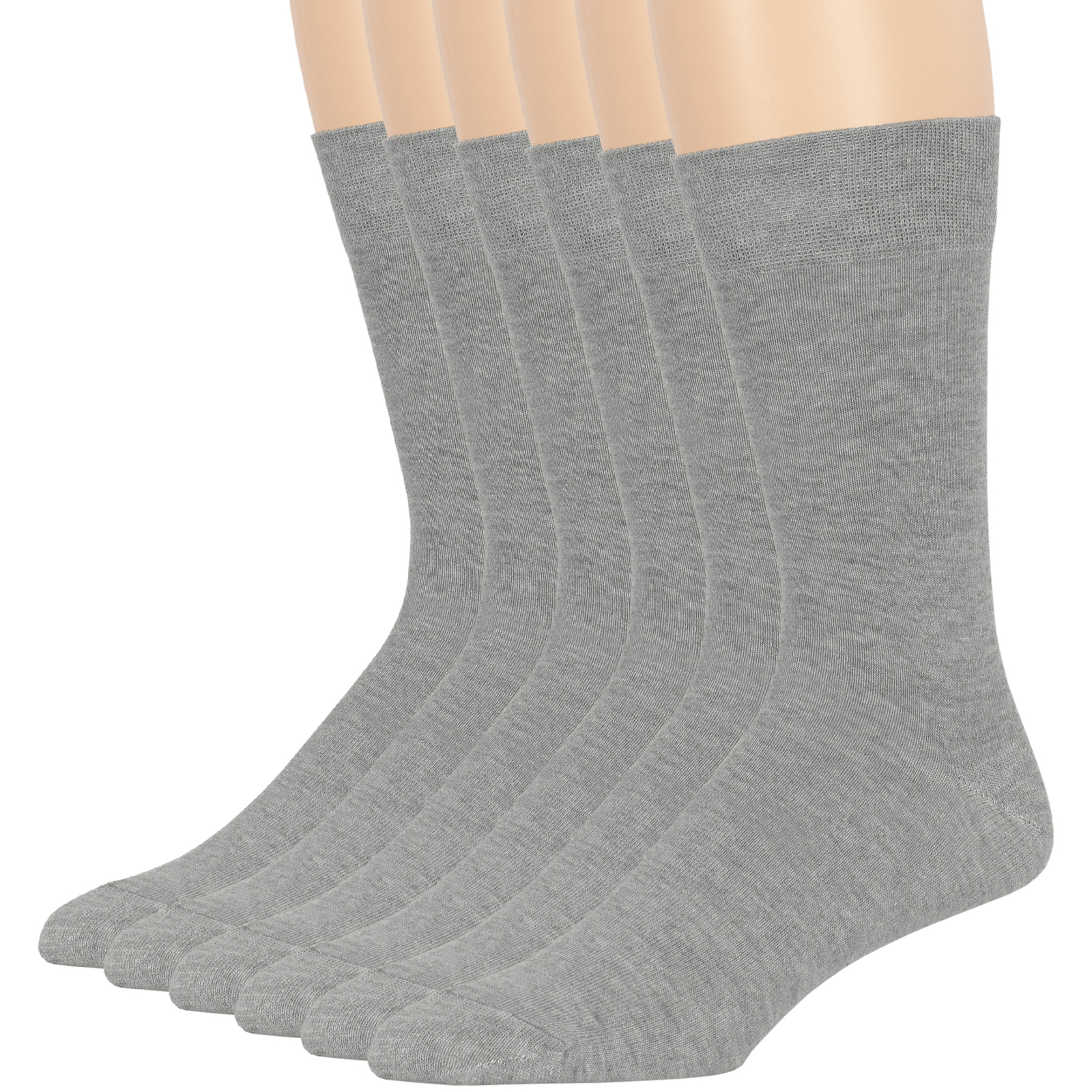 Men's Cotton 6 Pack Dress Business Solid Comfortable Crew Socks Large 10-13 Grey