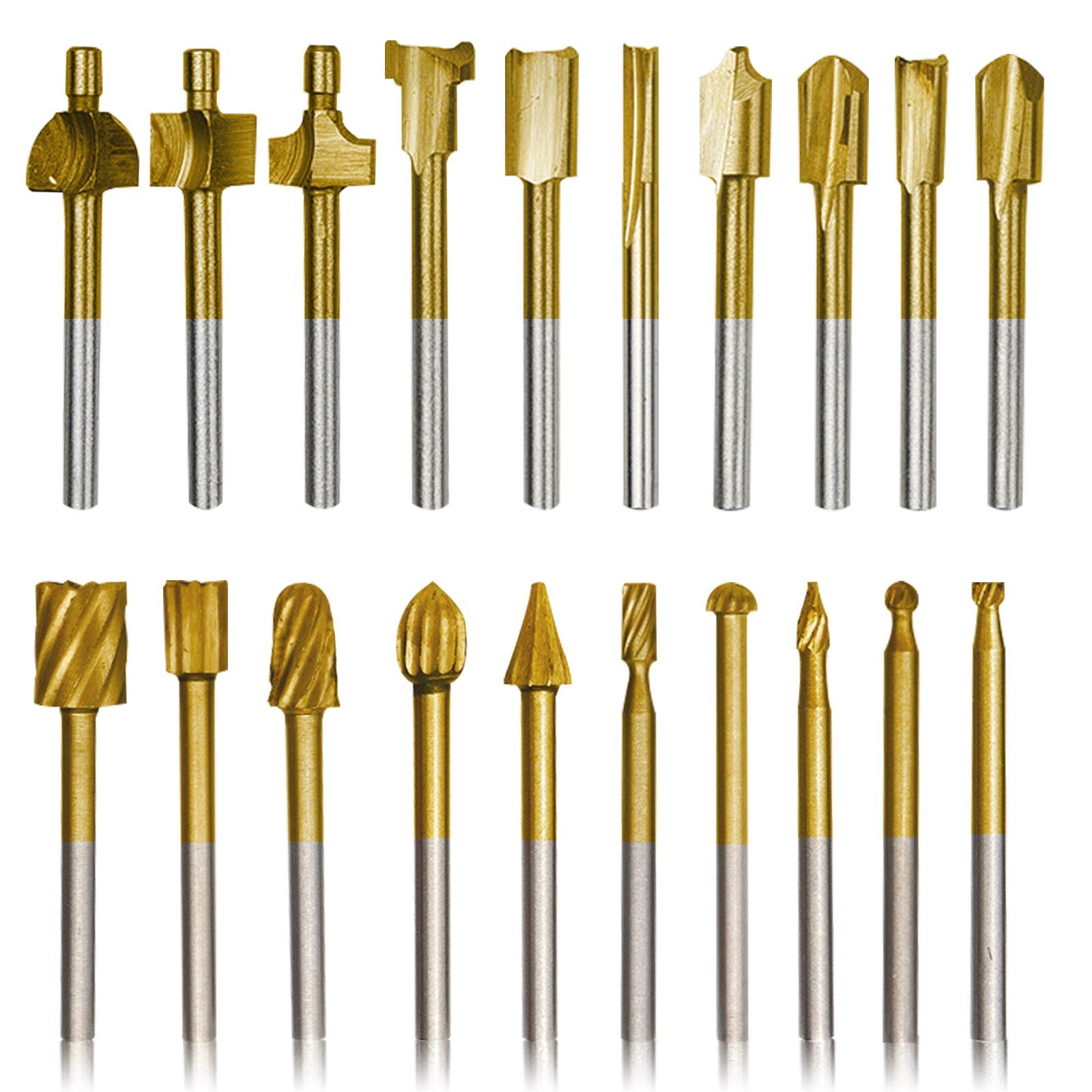 10Pcs HSS Router 10 pcs Bits & 10 Engraving Bits, 20 Rotary