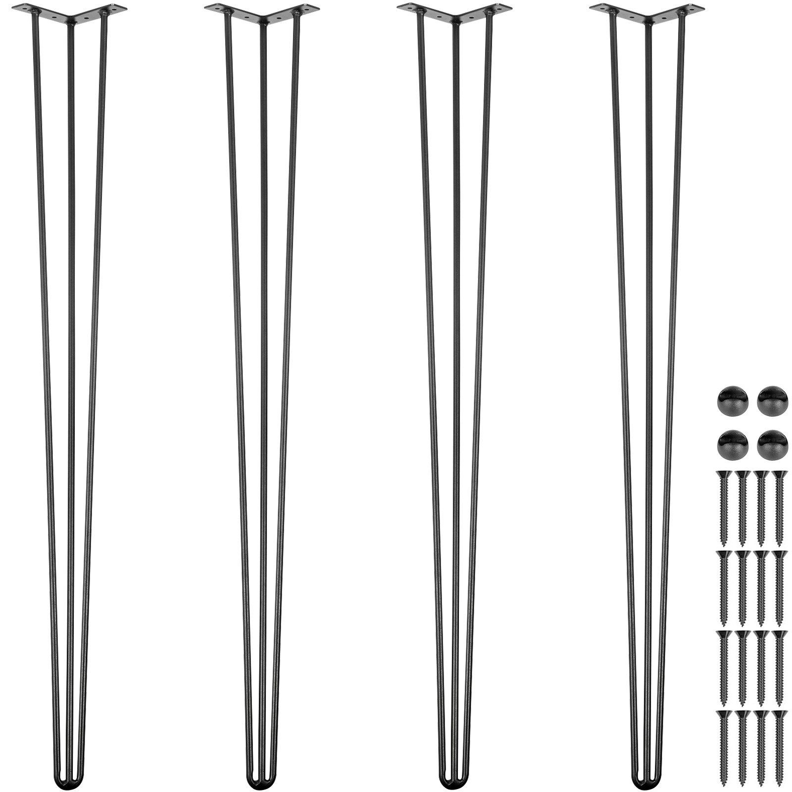 36'' Heavy Duty Hairpin Legs 220lb Each Carbon Steel Table Base Set of 4