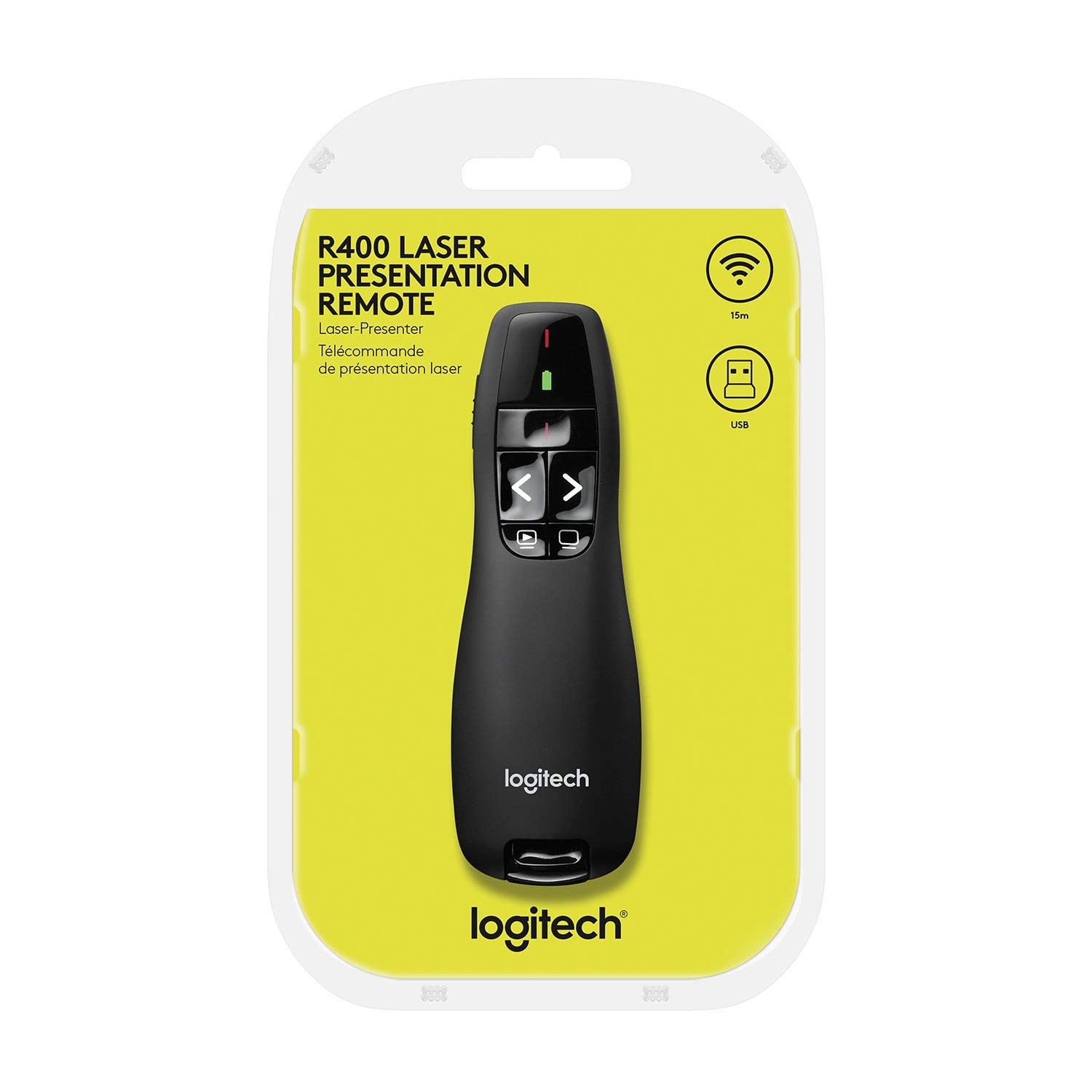 Wireless Presentation Clicker Remote with Laser Pointer - USB-A PowerPoint Click