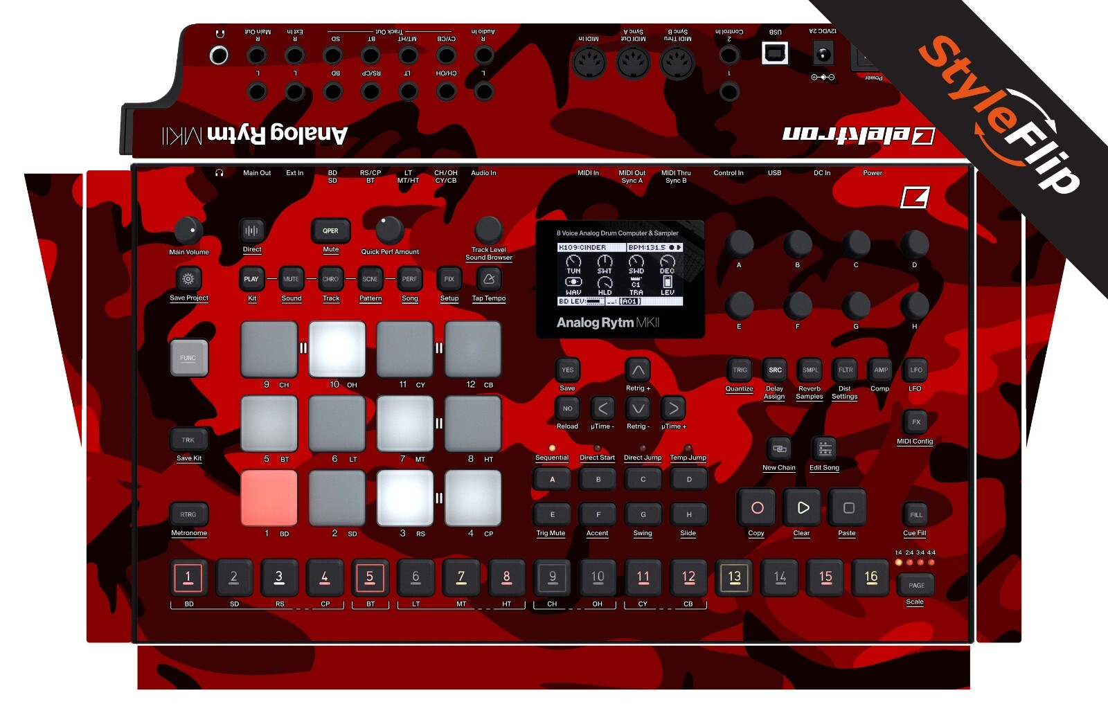 Elektron Analog Rytm MK2 Skins | Red Camo | Protective Decal | StyleFlip Skins