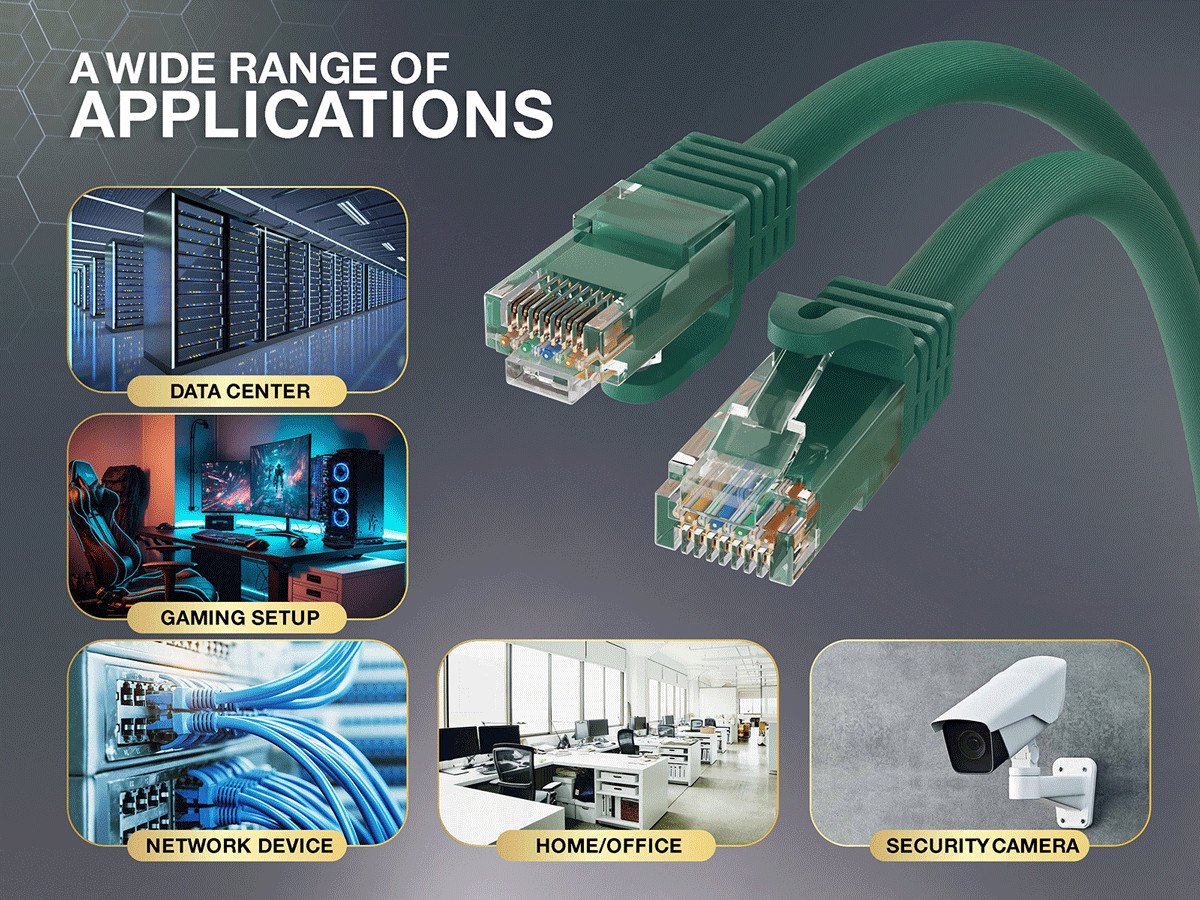 1ft Cat6a UTP 10G Ethernet Network Patch Cable Snagless 24AWG Bare Copper, Green