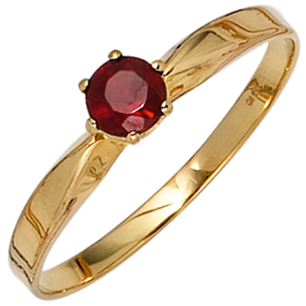 Jobo ladies' ring 585 gold yellow gold 1 garnet red gold ring garnet ring RW: 52