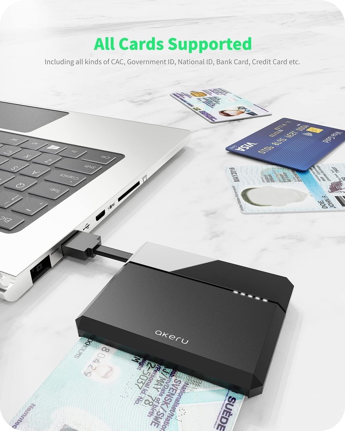 Portable CAC Card Reader: Universal Smart Card Reader for Mac & Windows