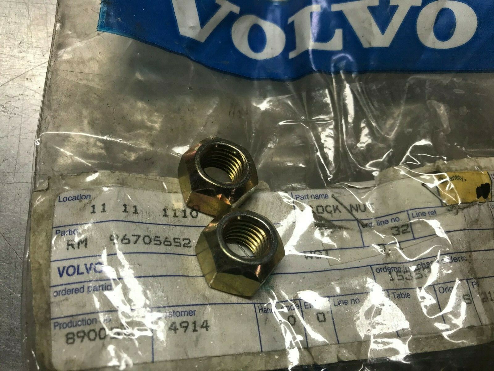 96705652  GENUINE  Volvo  LOCK NUT  QTY of 5 Nuts   Ingersoll Rand  RM96705652