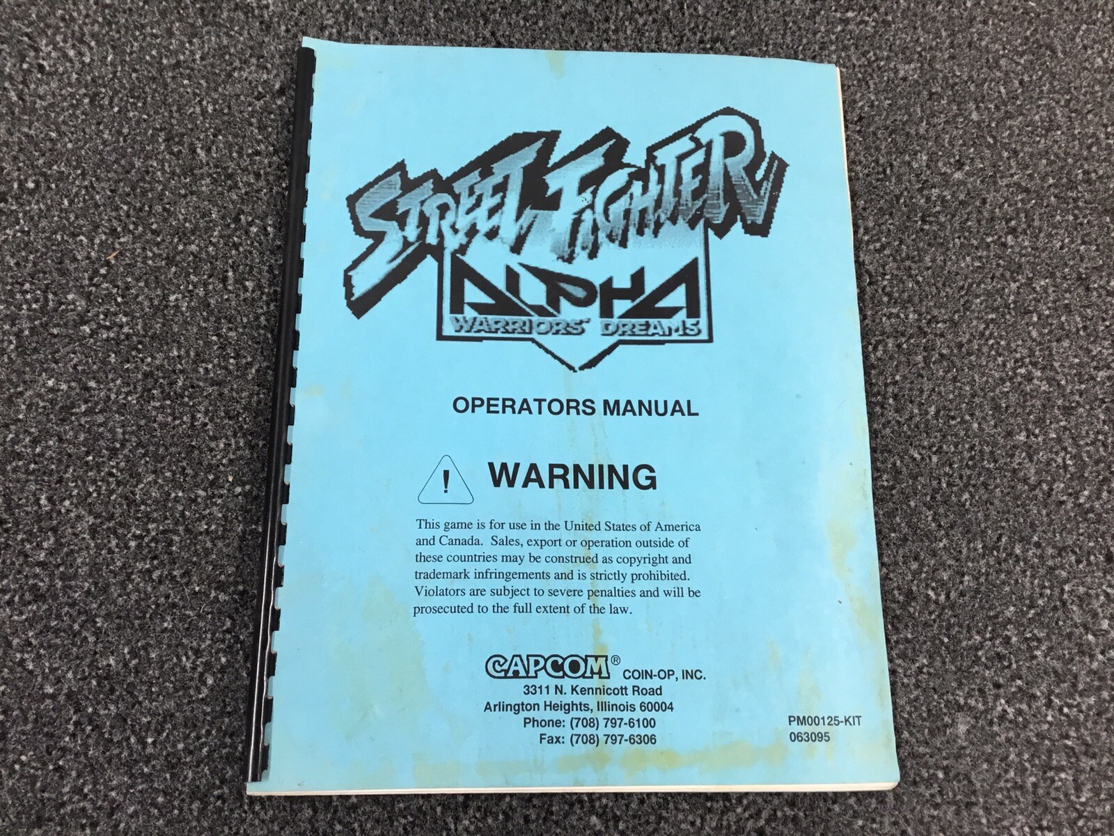 Capcom Street Fighter Alpha Warriors Dreams Arcade Game Machine Operators Manual